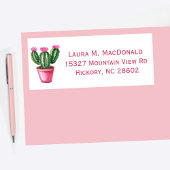 Pink & Green Aquarell Cactus Address Label