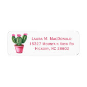 Pink & Green Aquarell Cactus Address Label (Vorne)