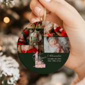 Pink Green Baby First Christmas Ornament