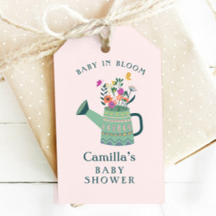 Pink Green Baby in Bloom Baby Dusche Geschenkanhänger