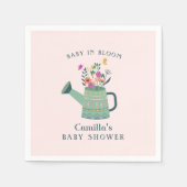 Pink Green Baby in Bloom Baby Dusche Papier Napkin Serviette (Vorderseite)