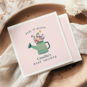 Pink Green Baby in Bloom Baby Dusche Papier Napkin Serviette