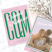 Pink Green Big Monogram Creative Bold Fun Wedding Einladung