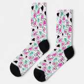 Pink Green Black Modern Hearts Valentine Pattern Socken (Linkes Detail)