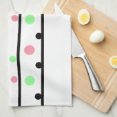 Pink Green Black Polka Dots Geschirrtuch (Viertel Falte)