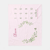Pink Green Blätter Baby Girl Monthly Meilenstein Fleecedecke (Vorderseite)