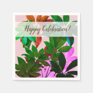 Pink & Green Blätter Custom Paper Napkins Serviette
