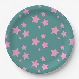 Pink Green Blue Aquamarin Stars Kinder Baby Circus Pappteller