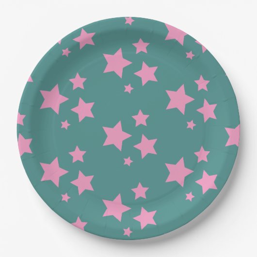 Pink Green Blue Aquamarin Stars Kinder Baby Circus Pappteller (Vorderseite)