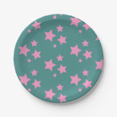 Pink Green Blue Aquamarin Stars Kinder Baby Circus Pappteller (Vorderseite)