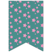 Pink Green Blue Aquamarin Stars Modernes Design Wimpelkette (Zweite Fahne)
