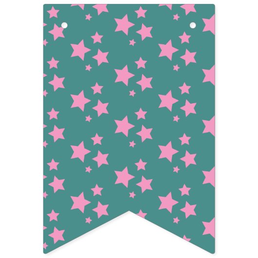 Pink Green Blue Aquamarin Stars Modernes Design Wimpelkette (Erste Fahne)