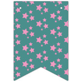 Pink Green Blue Aquamarin Stars Modernes Design Wimpelkette (Dritte Fahne)