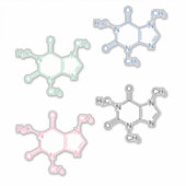 Pink Green Blue Black Coffein Molecule Aufkleber (Vorderseite)