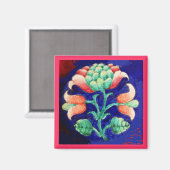 PINK GREEN BLUE FLORAL MAGNET (Vorderseite/Rückseite)