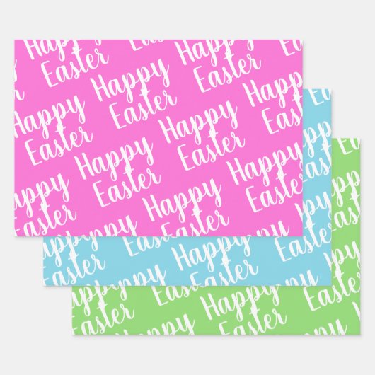 Pink Green Blue Happy Oaster individuell anpassbar Geschenkpapier Set (Set)