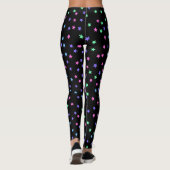 Pink Green Blue Lila Stars Muster Leggings (Rückseite)
