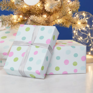 Pink Green Blue Polka Dots Moderne Weihnachten Geschenkpapier