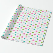 Pink Green Blue Polka Dots Moderne Weihnachten Geschenkpapier (Ungerollt)