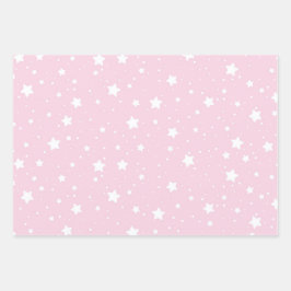 Pink Green Blue Wrapping Paper - Star Design Geschenkpapier Set