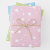 Pink Green Blue Wrapping Paper - Star Design Geschenkpapier Set (Beispiel)