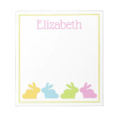 Pink Green Blue Yellow Bunny Rabbit Personalisiert Notizblock (Vorderseite)