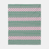 Pink Green Boho Karo Blumenmuster Fleecedecke (Vorderseite)