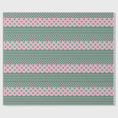 Pink Green Boho Karo Blumenmuster Geschenkpapier (Flach)