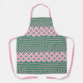 Pink Green Boho Karo Blumenmuster Schürze (Vorderseite)