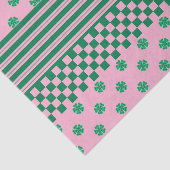 Pink Green Boho Karo Blumenmuster Seidenpapier (Ausschnitt)