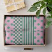 Pink Green Boho Karo Blumenmuster Seidenpapier (Geschenk)