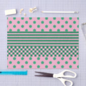 Pink Green Boho Karo Blumenmuster Seidenpapier (Handwerk)