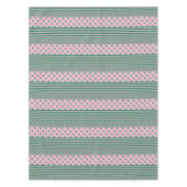 Pink Green Boho Karo Blumenmuster Tischdecke (Vorderseite)