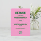 Pink Green Bold Funky Groovy Wedding Detail Begleitkarte (Stehend Vorderseite)