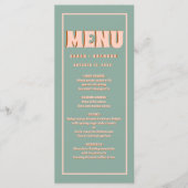 Pink Green Bold Groovy Typografy Wedding Menu Menükarte (Vorderseite)