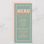 Pink Green Bold Groovy Typografy Wedding Menu Menükarte<br><div class="desc">Pink Green Bold Groovy Typografy Wedding Menu</div>