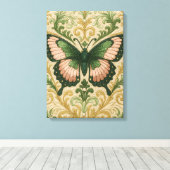 Pink & Green Butterfly Stretched Canvas Print Leinwanddruck (Insitu (Holzboden))