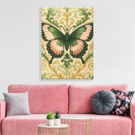 Pink & Green Butterfly Stretched Canvas Print Leinwanddruck