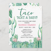 Pink Green Cactus Taco 'Bout A Baby Shower Einladung (Vorne/Hinten)