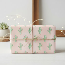 Pink & Green Cactus Wrap: Niedlicher Geschenksieb Geschenkpapier Set