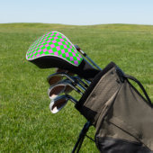 Pink Green Checker Diamond Pattern Golf Headcover (In SItu)