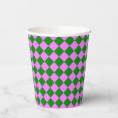 Pink Green Checker Diamond Pattern Pappbecher (Links)