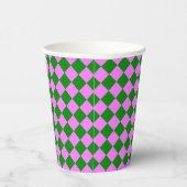Pink Green Checker Diamond Pattern Pappbecher (Rechts)