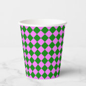 Pink Green Checker Diamond Pattern Pappbecher (Vorderseite)