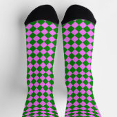 Pink Green Checker Diamond Pattern Socken (Oben)