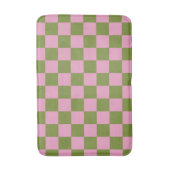 Pink Green Checkered Gingham Pattern Badematte (Vorderseite Vertikal)