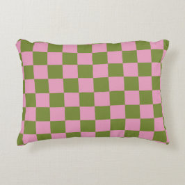 Pink Green Checkered Gingham Pattern Dekokissen
