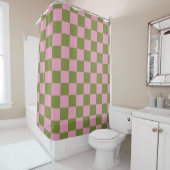 Pink Green Checkered Gingham Pattern Duschvorhang (Beispiel)