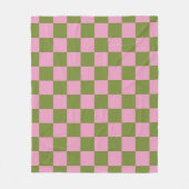 Pink Green Checkered Gingham Pattern Fleecedecke (Vorderseite)