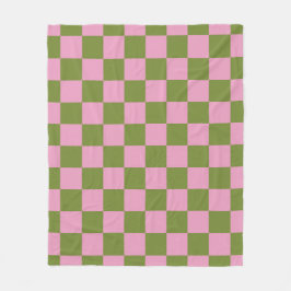 Pink Green Checkered Gingham Pattern Fleecedecke